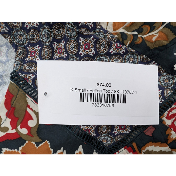 NWT Avara Fulton Floral Top Blouse Multi Color Sz XS Boho Peasant Mixed Print - Picture 9 of 13